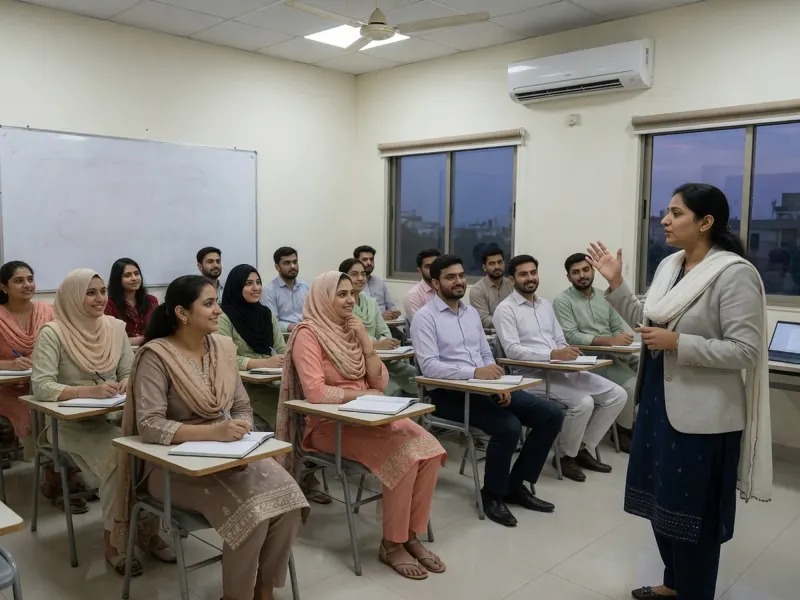An evening class at the college